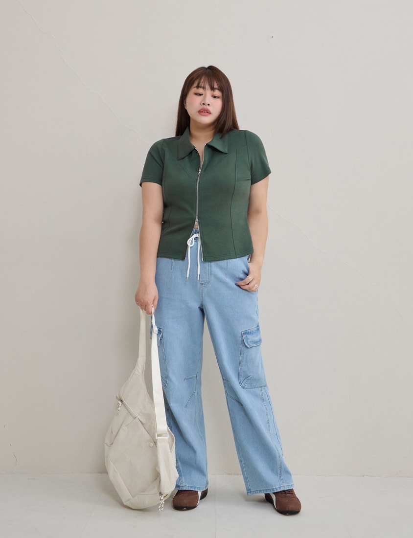 Instant Cool Cloud Cotton Double Zip Plus Size Shirt