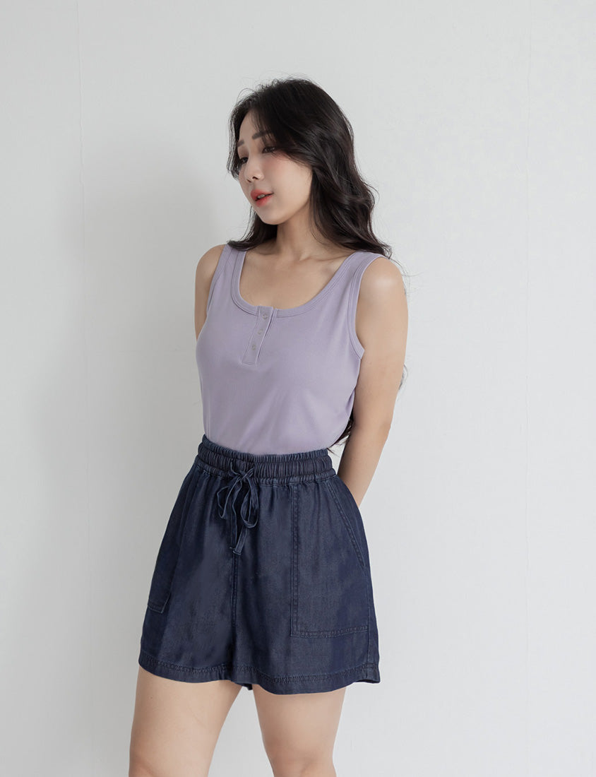 Cooling Soft Drawstring Plus Size Denim Shorts