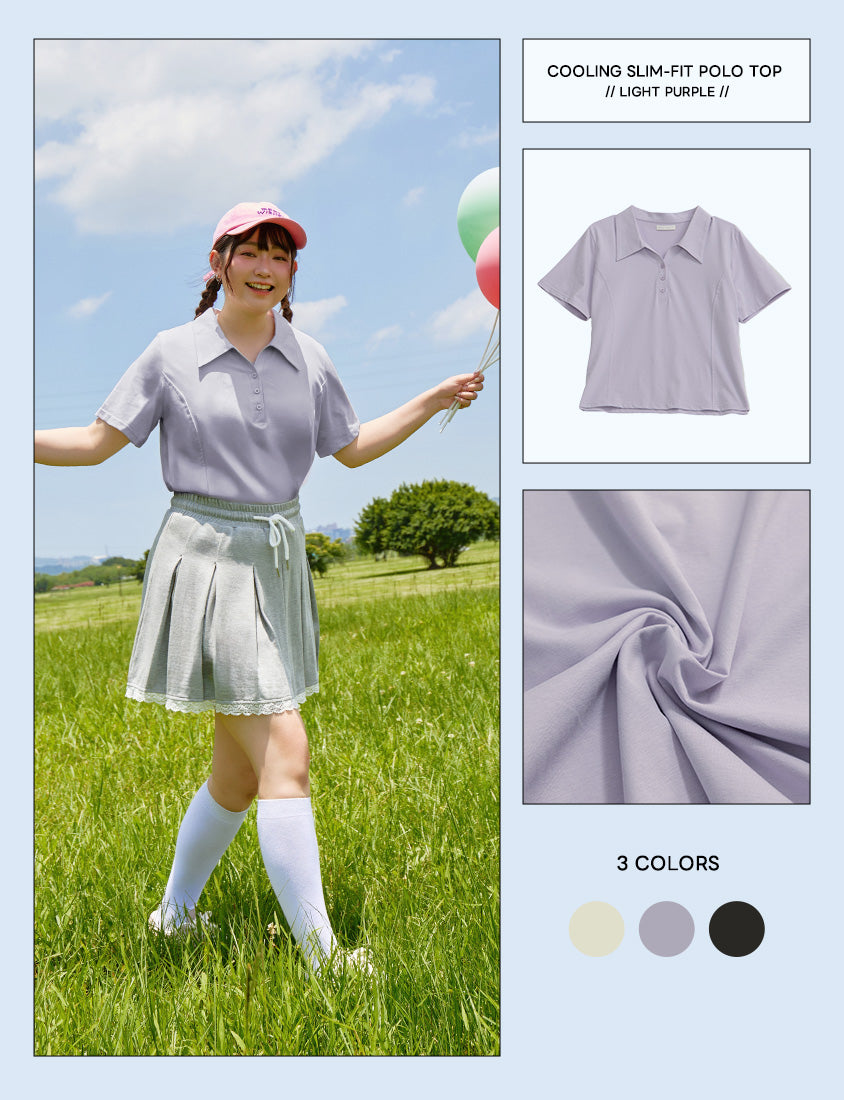 Cooling Slim Fit Polo Plus Size Top