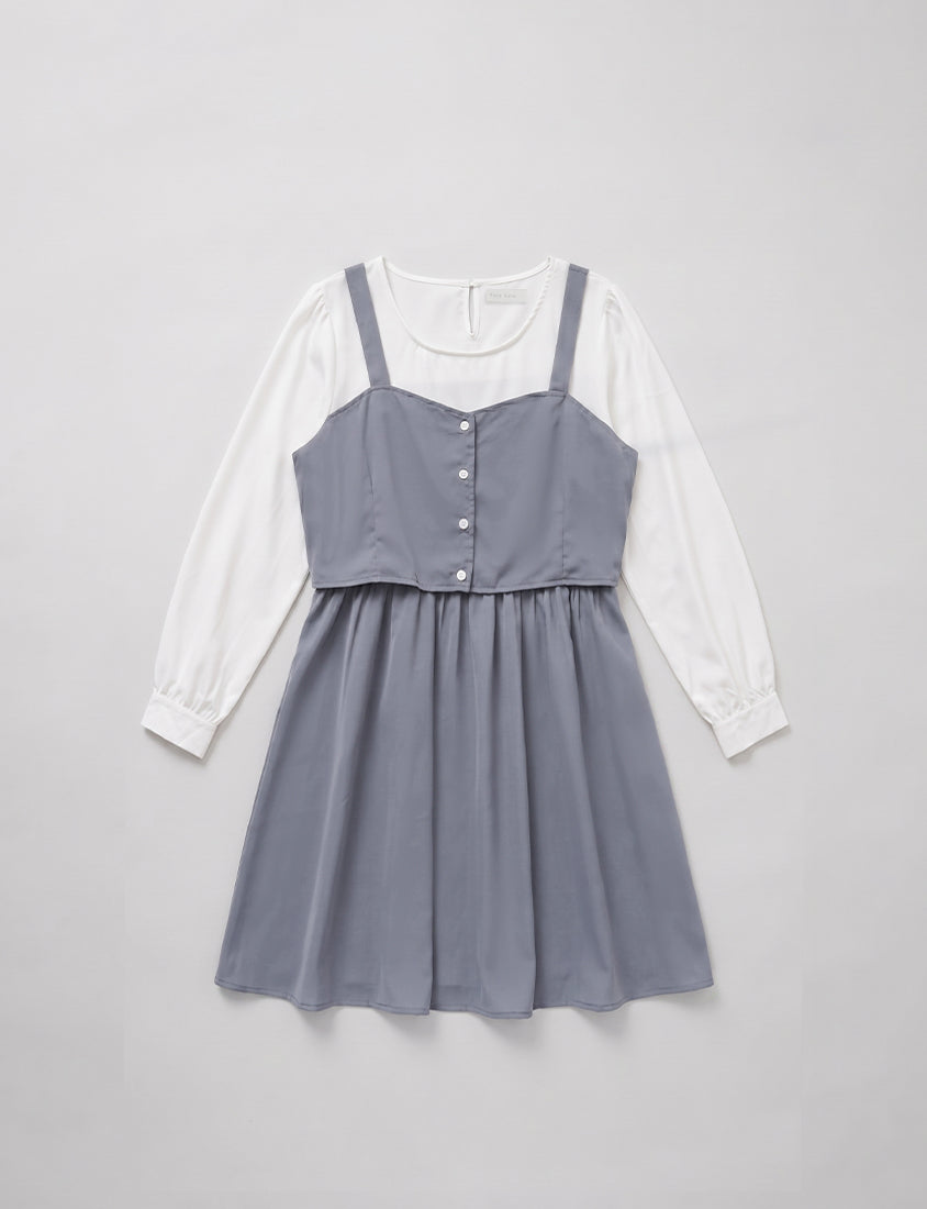 Sweet Slim Fit Faux Two-Piece Plus Size Mini Dress