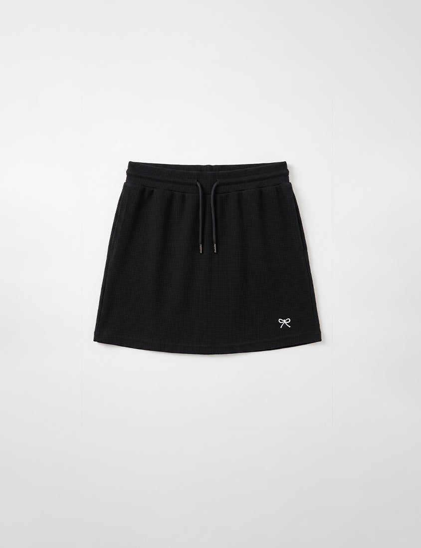 Waffle Knit Butterfly Embroidered Plus Size Skort
