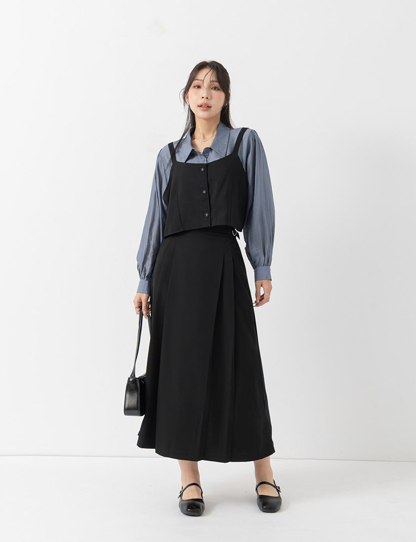 MISS. Elegant Suit Vest Faux Two Piece Plus Size Shirt