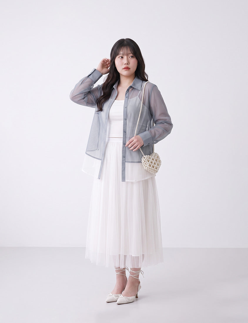 MISS. Japanese-Inspired Ethereal Sheer Layered Plus Size Shirt