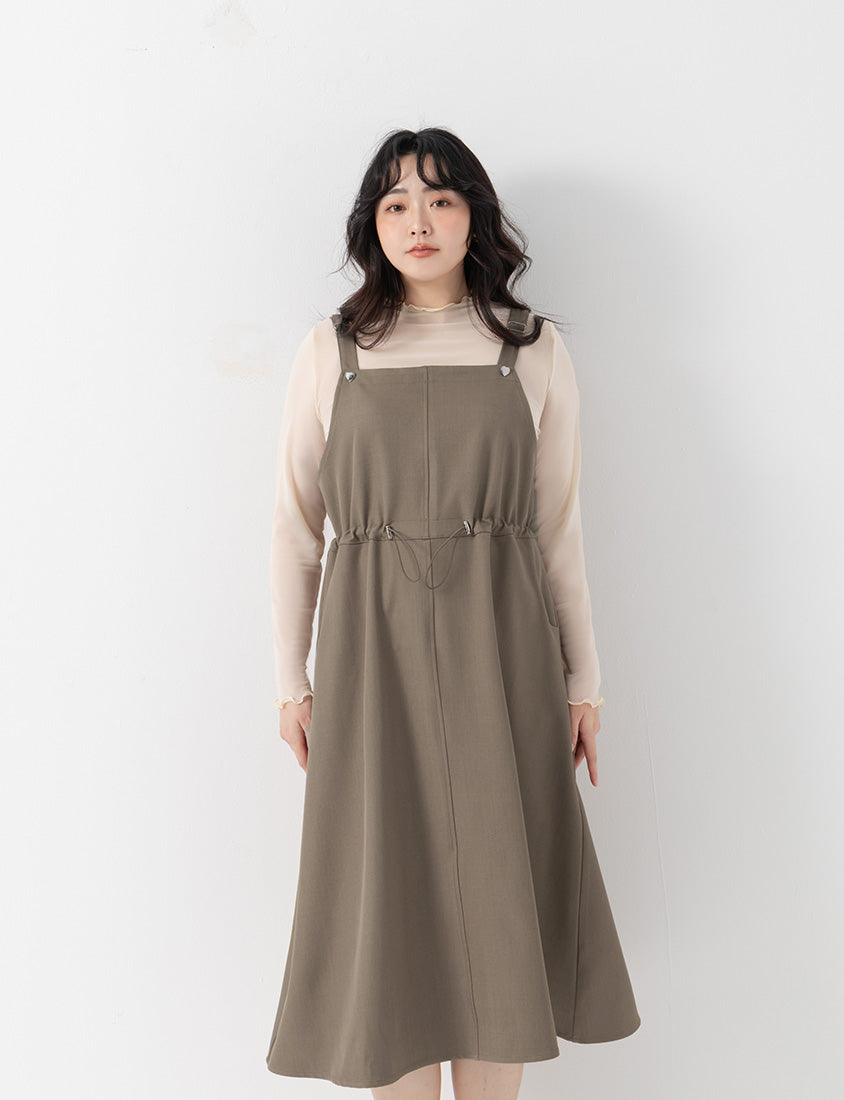 Adjustable Heart Button Strap Plus Size Maxi Dress
