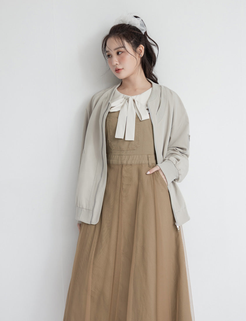 Satin Ruffle Fairy Collar Plus Size Blouse (with Tie)