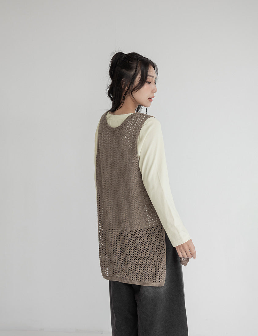 Japanese Style Layered Knit Cutout Plus Size Two-Piece Set