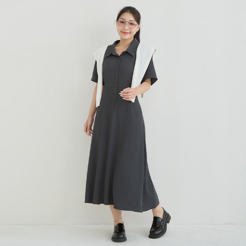 Silky Cool Slim Fit Plus Size Shirt Dress