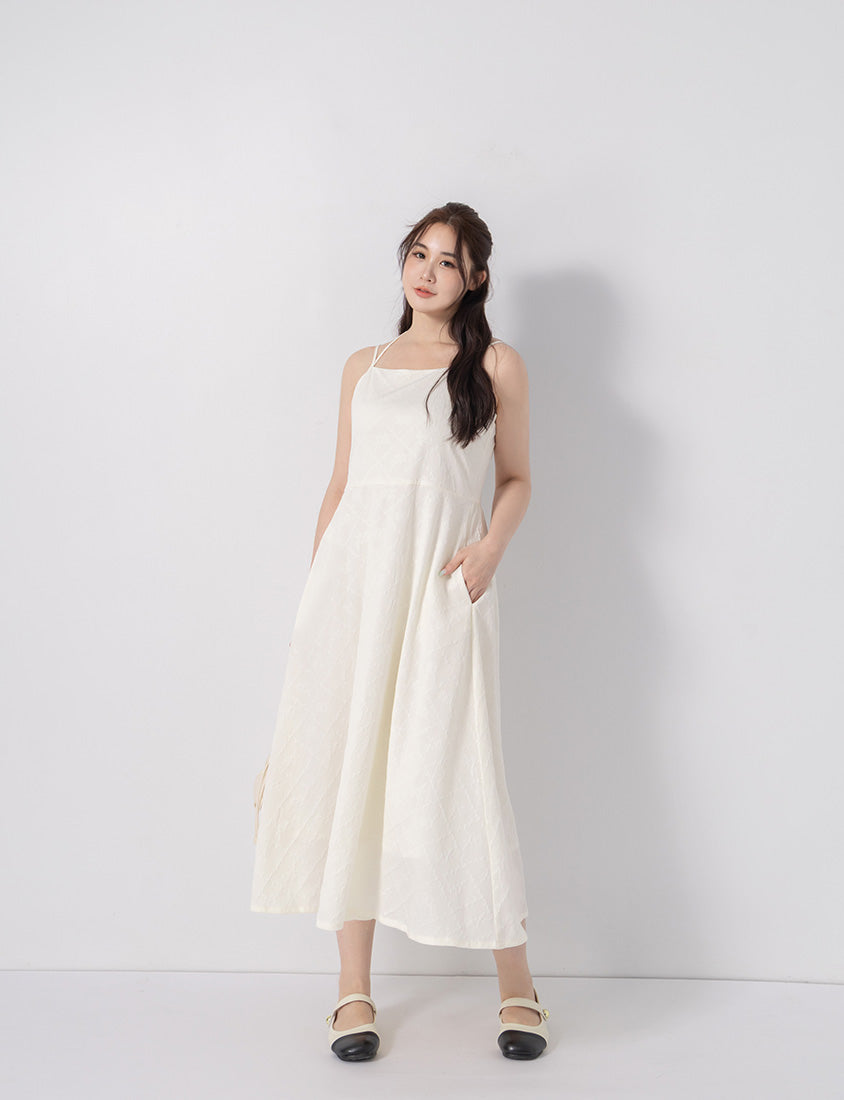 Elegant Jacquard Tie-Back Plus Size Maxi Dress