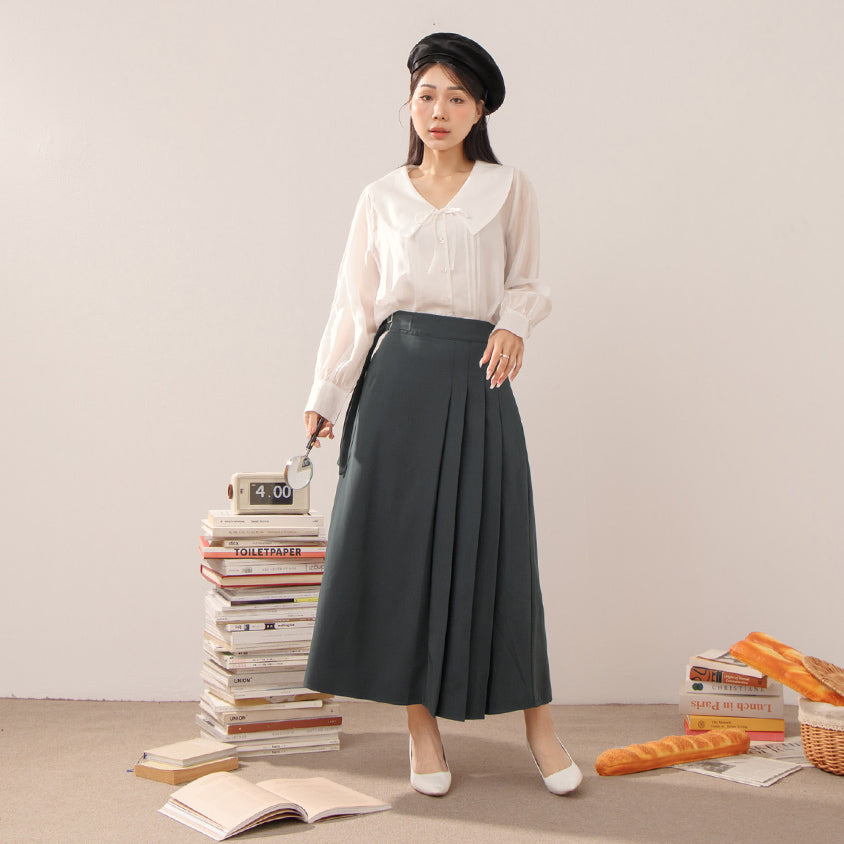 MISS. Tailored Pleated Suit Plus Size Maxi Skirt