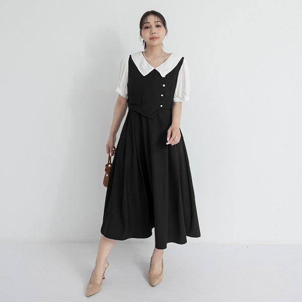 MISS. Faux Two-Piece Tailored Plus Size Maxi Dress