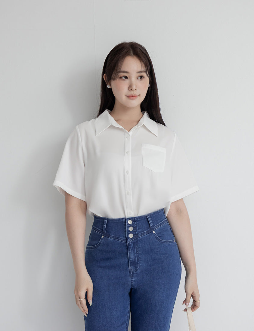 MISS. Silky Cool Classic Morandi Plus Size Shirt
