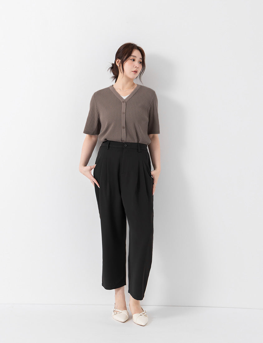MISS. Minimal Faux Two-Piece Button-Front Knit Plus Size Top
