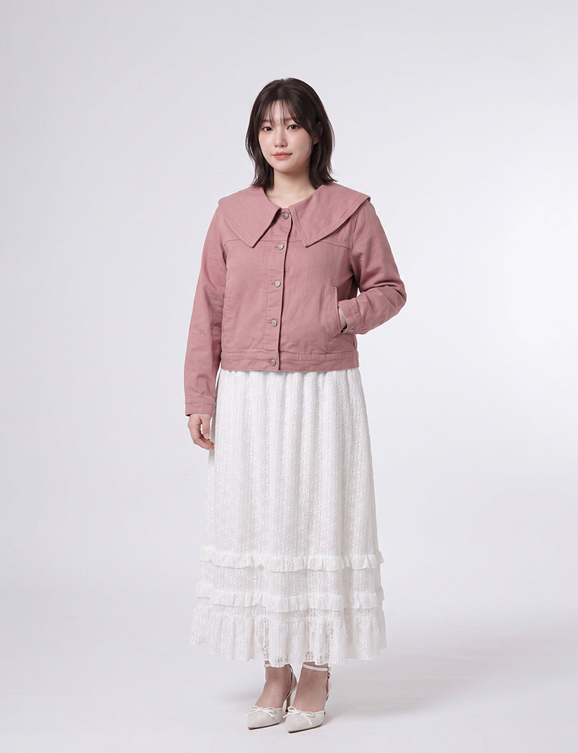 Sweet Collar Lyocell Twill Plus Size Jacket