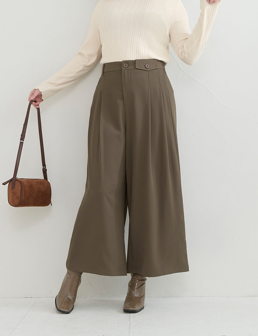 Asymmetrical Waist Pleated Chiffon Wide Leg Plus Size Pants