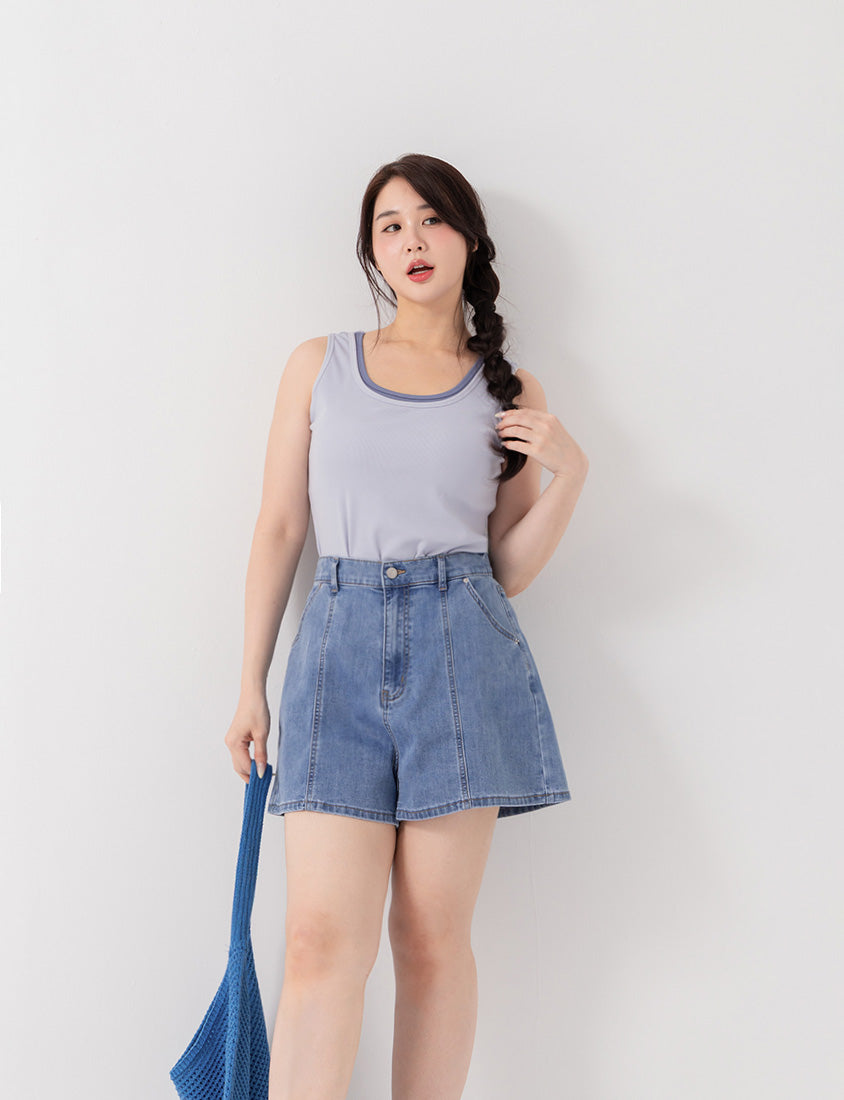 Standard Perfect Fit Slim Fit A-Line Plus Size Denim Shorts