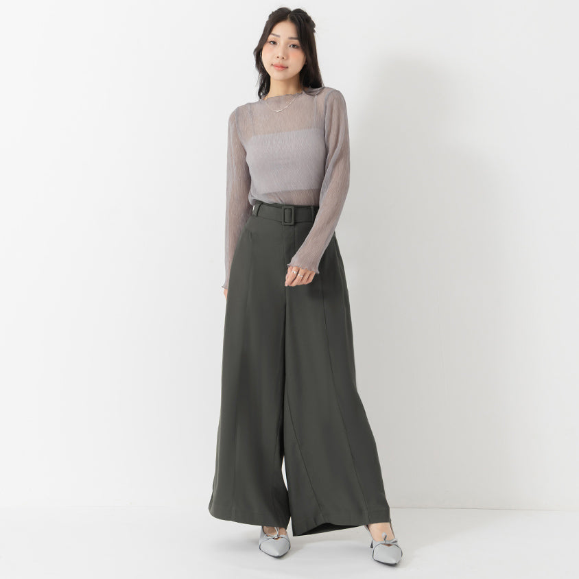 MISS. Tailored Wrinkle-Resistant Plus Size Wide Leg Pants (With Belt)