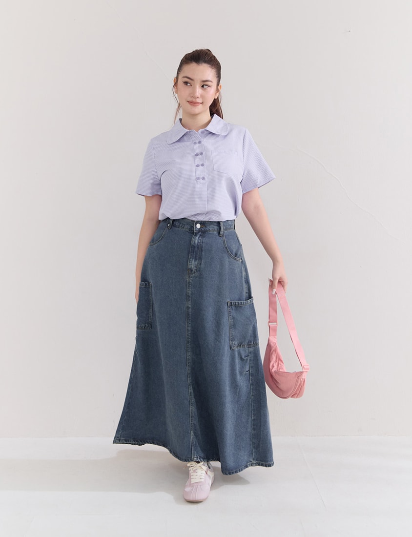 Japanese Style Double-Breasted Plaid Plus Size Shirt