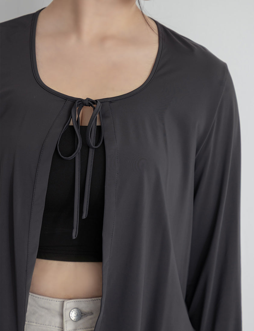Instant Cooling UV-Protection Cropped Ruffle Trim Plus Size Cover Up