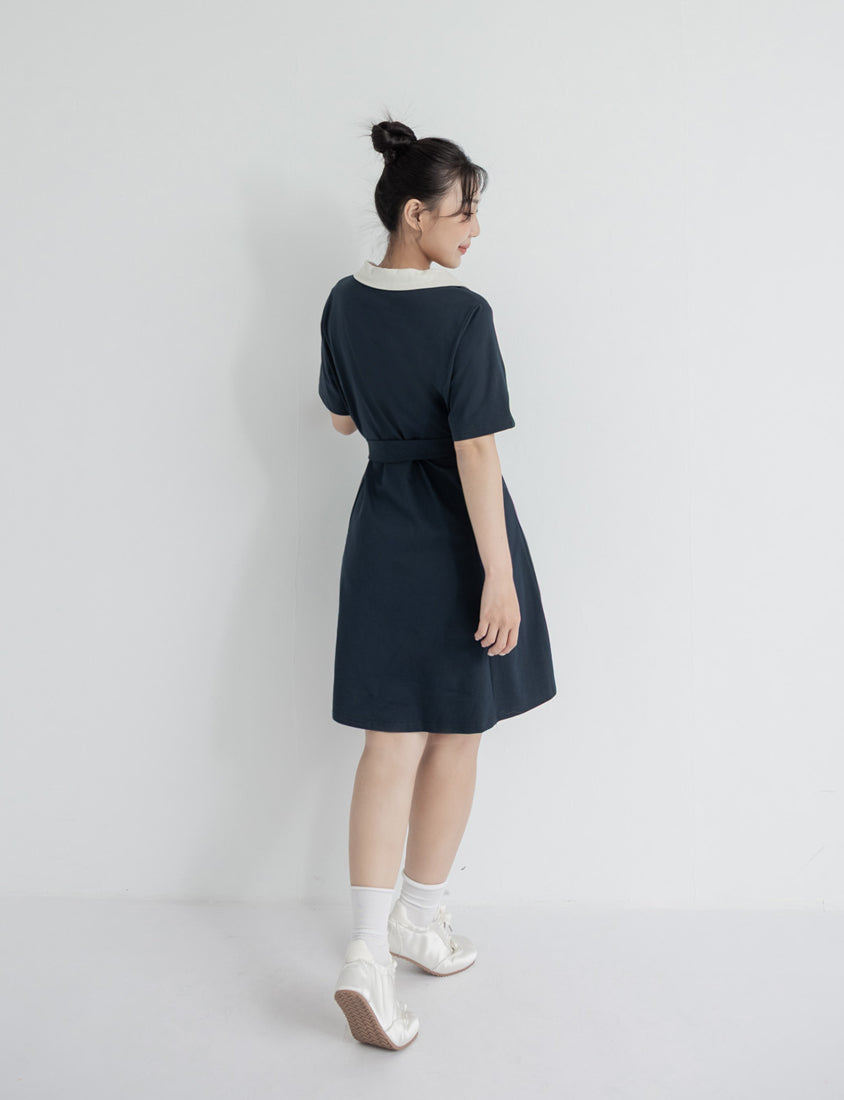 Instant Icy Cooling Collar Plus Size Mini Dress (With Waist Belt)