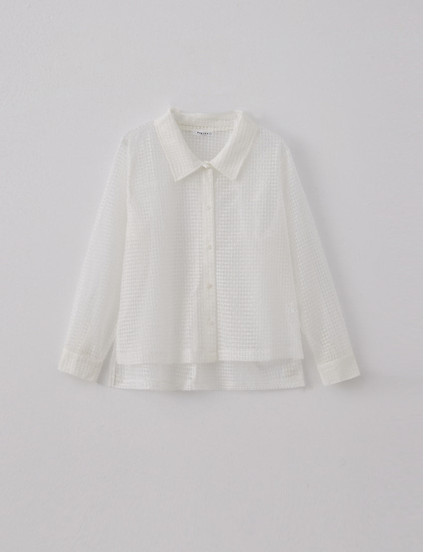 MORE U Textured Geometric Cut-Out Plus Size Shirt