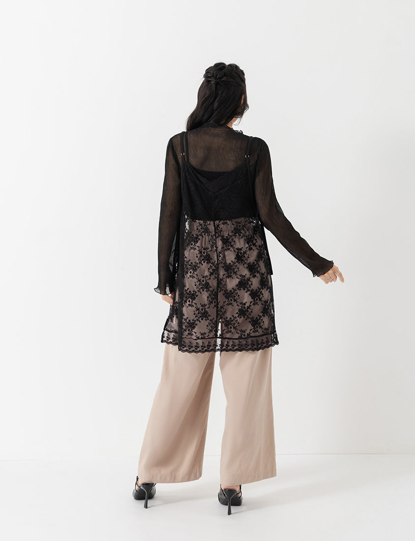 MISS. Lace Embroidered Side-Tie Layering Plus Size Vest