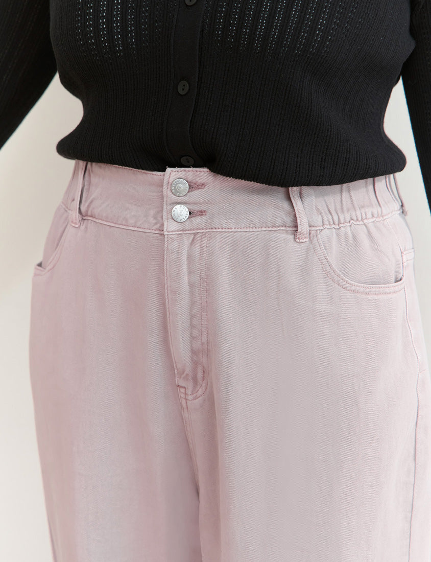 Unique Washed Double-Button Plus Size Boyfriend Jeans