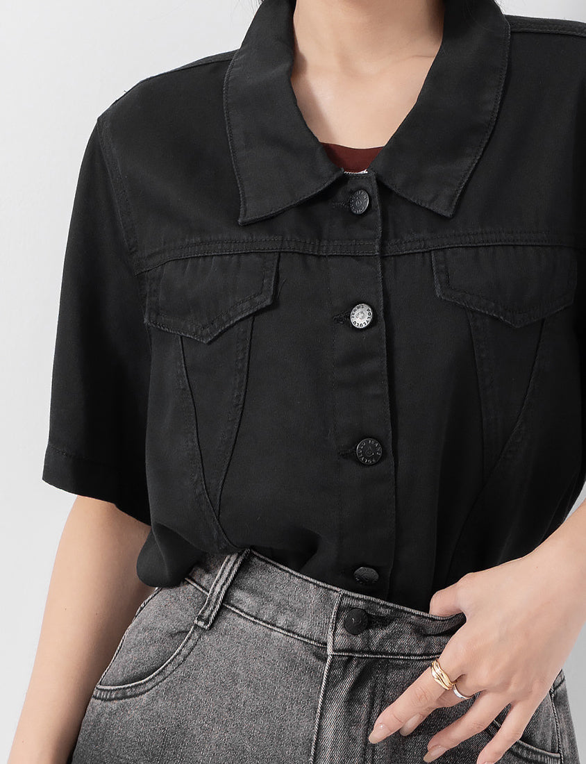 MUA! Cool Touch Lyocell Twill Cropped Plus Size Jacket