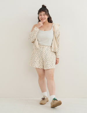 Sweet Floral Waffle Plus Size Shorts