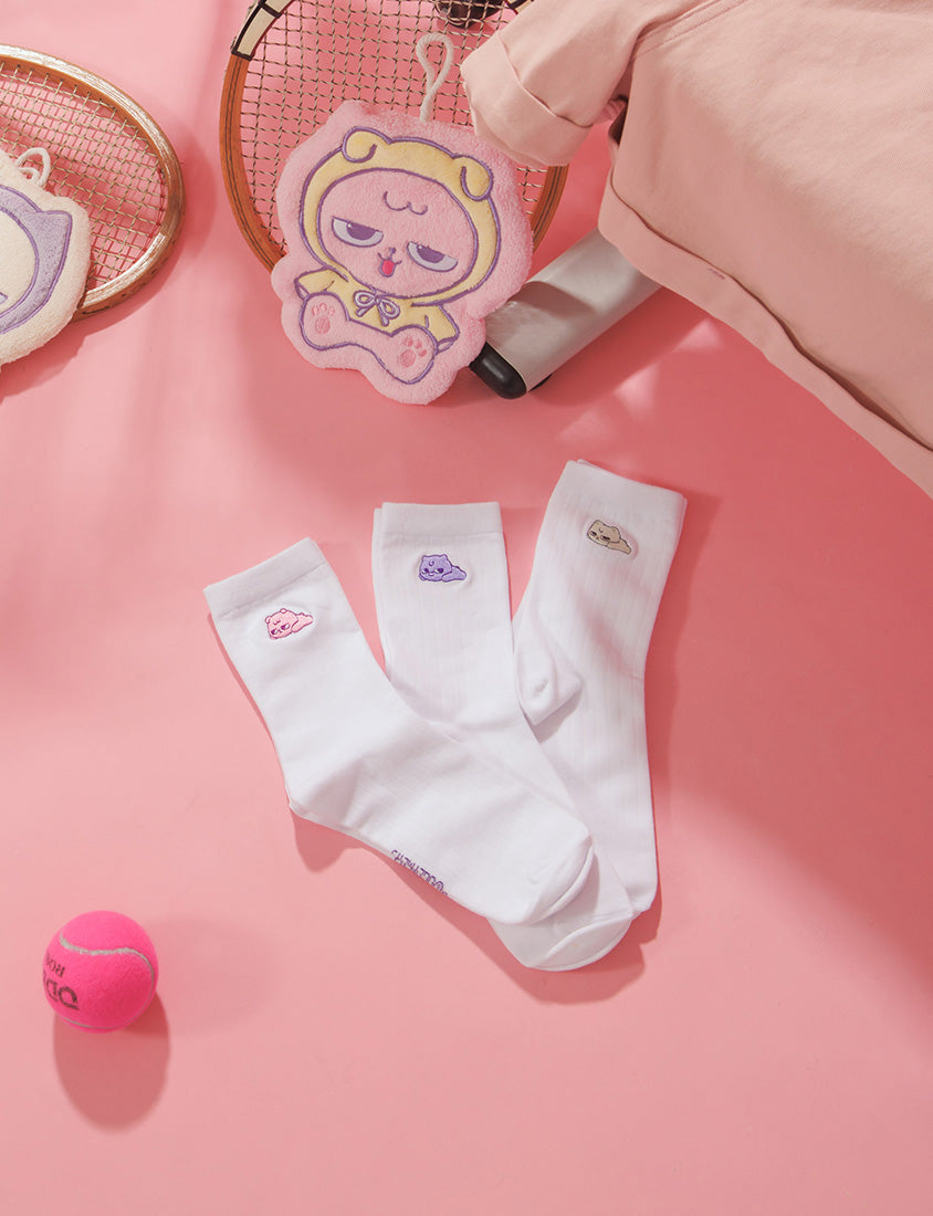 Poly Lulu x UGLY MEWS Collab Embroidered Socks (3-Pack)
