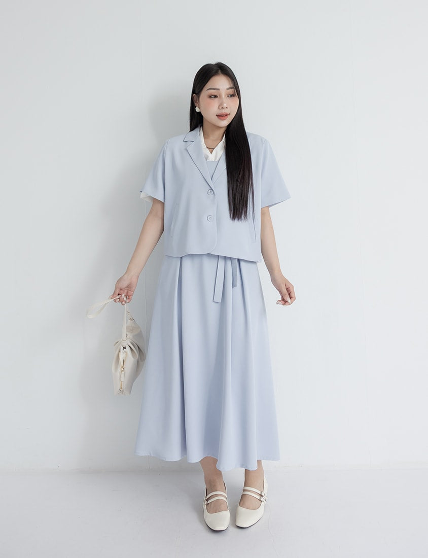 MISS. Silky Cool Refined Cami Strap Plus Size Maxi Dress (With Waist Belt)