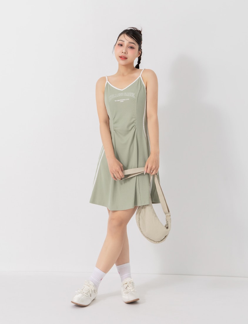 Slim Fit Ribbed V-Neck Letter Print Plus Size Mini Dress
