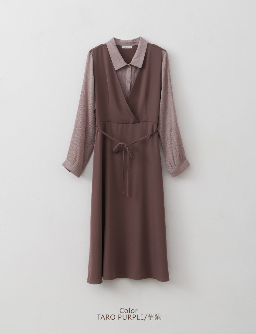 MISS. Elegant Faux Layered Cross-Pleated Plus Size Maxi Dress