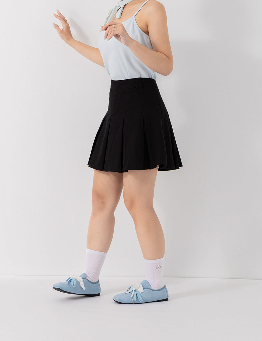 Sweet Summer Twill Pleated Plus Size Mini Skirt