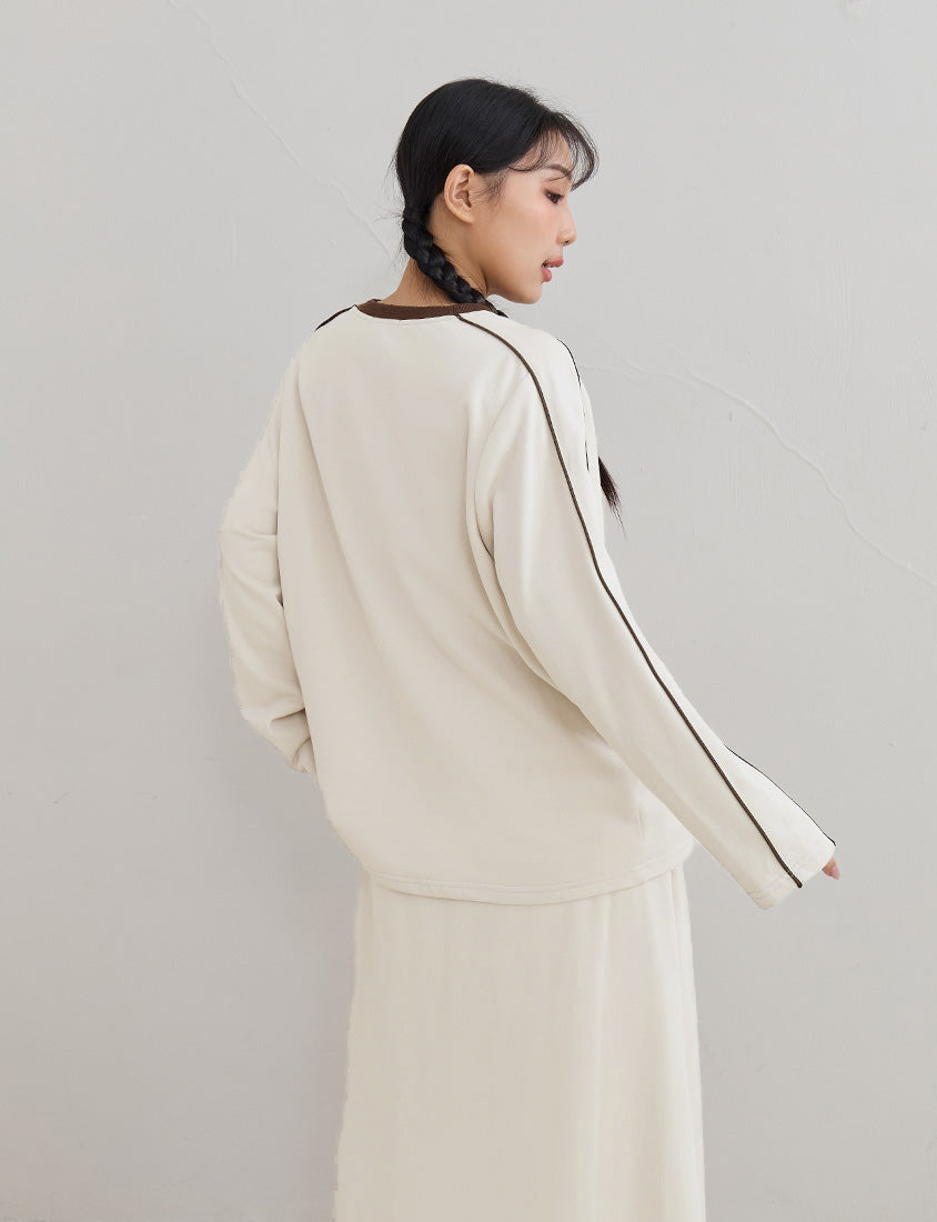 American Sporty Colorblock Oversized Long Sleeve Top (Unisex)