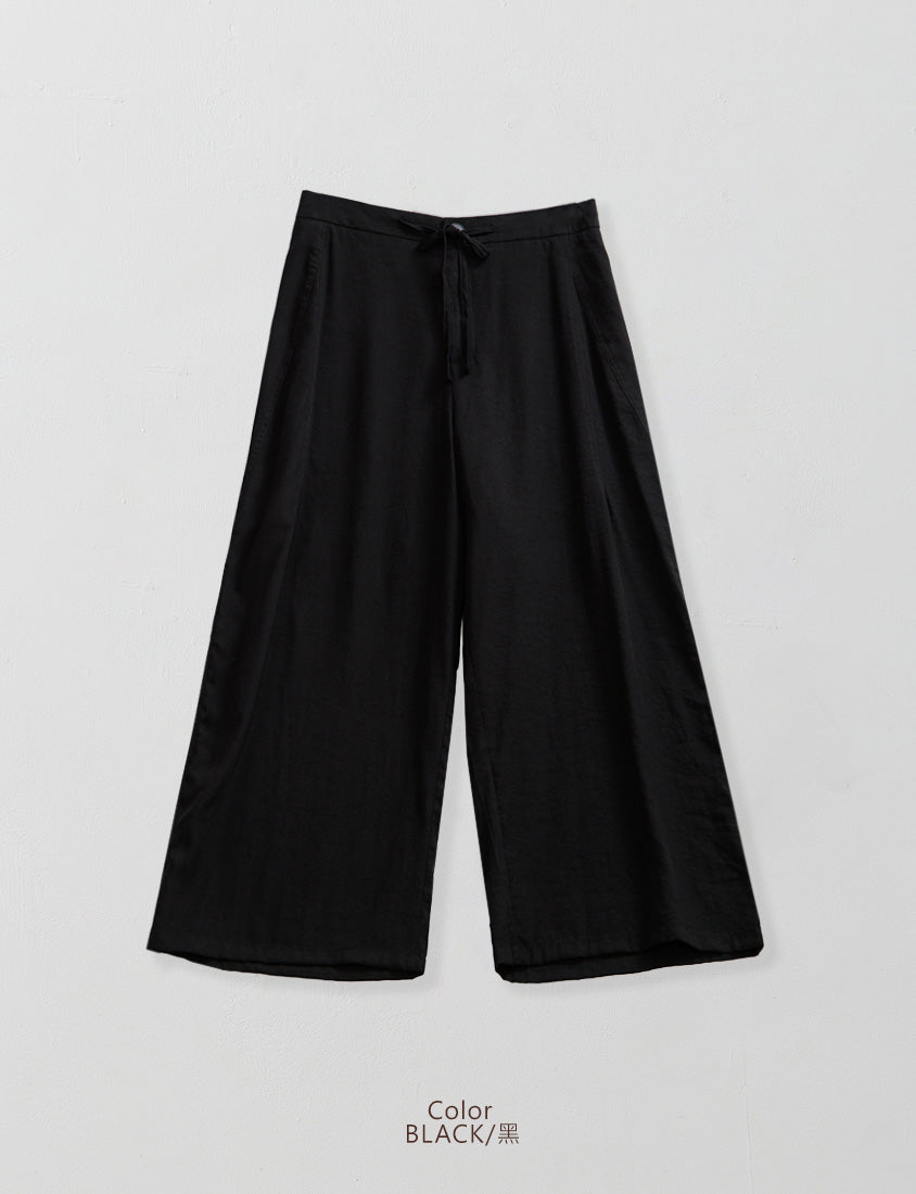 Lightweight Linen-Blend Plus Size Drawstring Pants