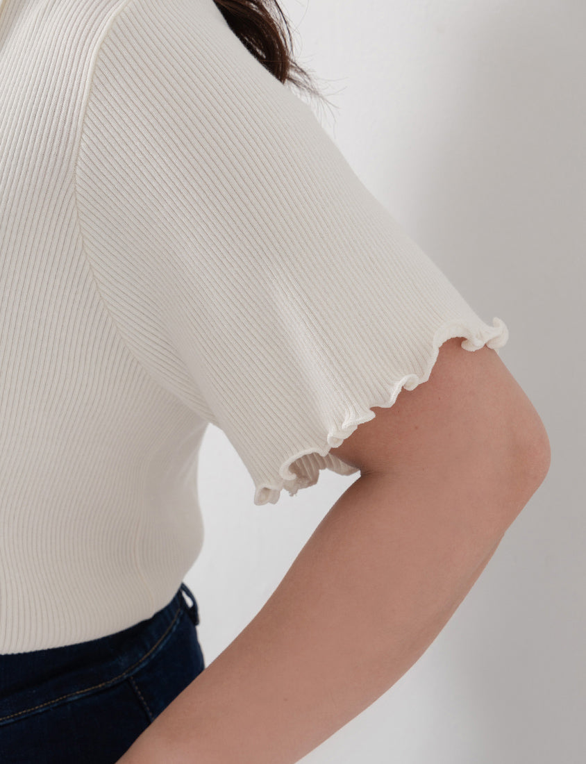 MISS. Polo Collar Ribbed Knit Plus Size Top