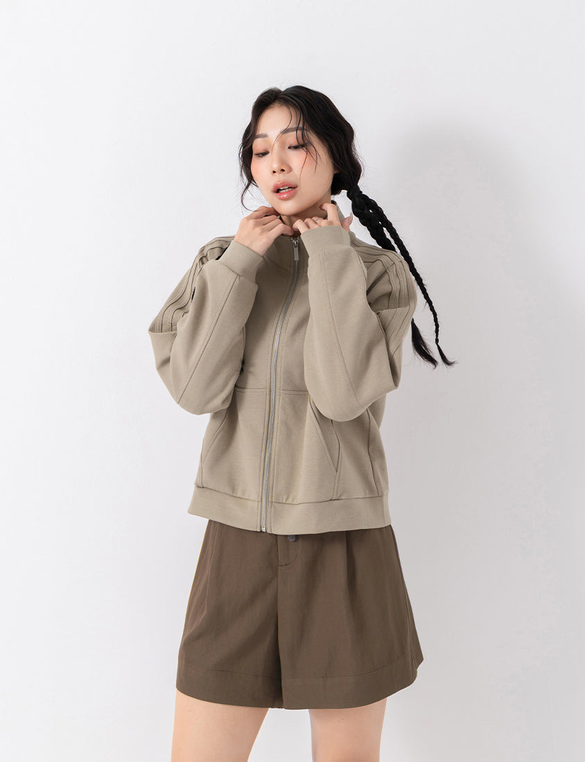 Webbing Contrast Cloud Cotton Cropped Plus Size Jacket
