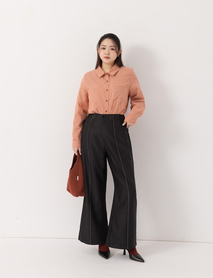 MISS. Slim Fit Colorblock Topstitched Plus Size Tailored Pants