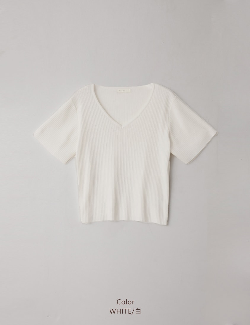 Tence Silky V-Neck Plus Size Ribbed Knit Top