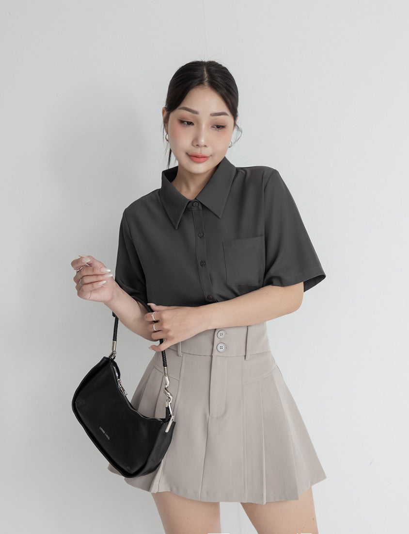 MISS. Silky Cool Classic Morandi Plus Size Shirt