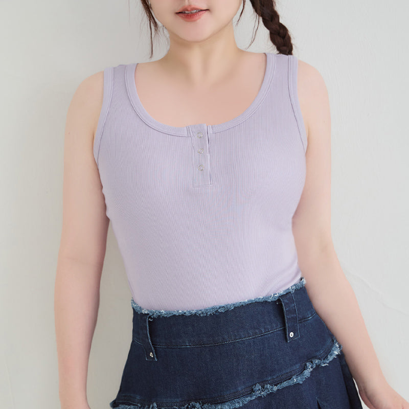 Cooling Lyocell Ribbed Crewneck Plus Size Tank Top