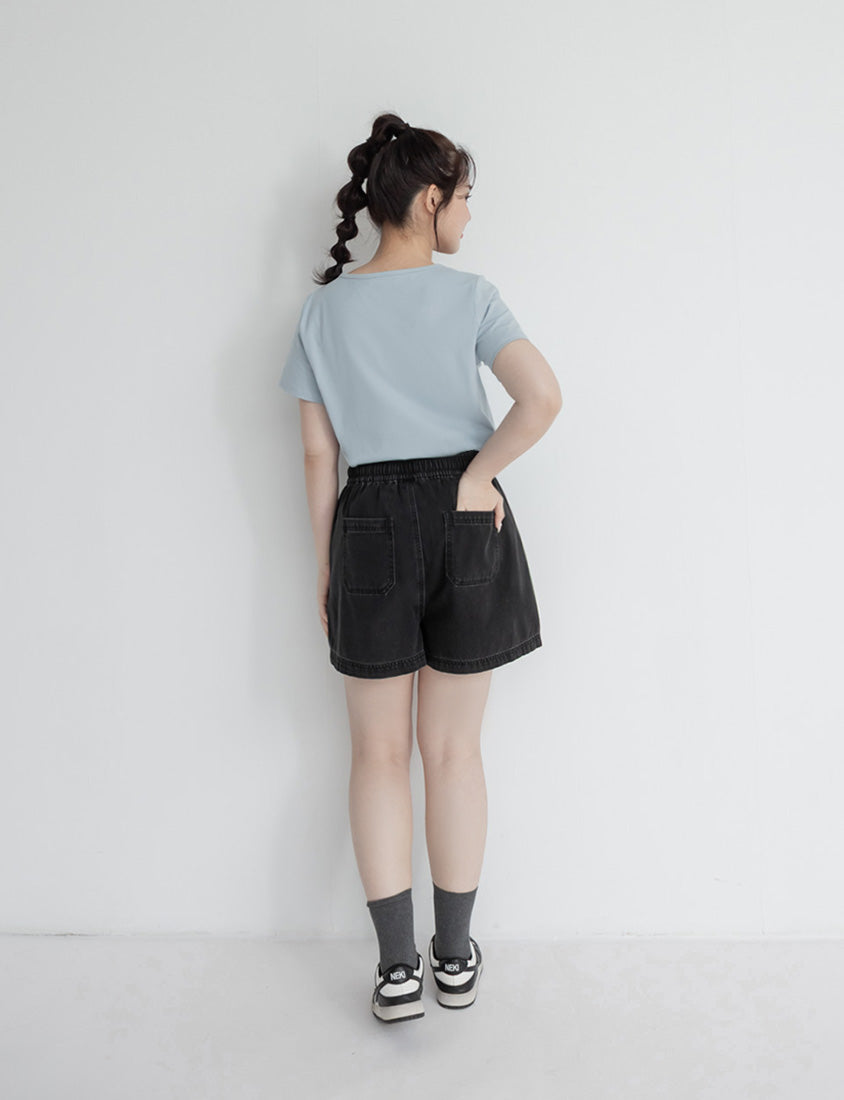 Cooling Soft Drawstring Plus Size Denim Shorts
