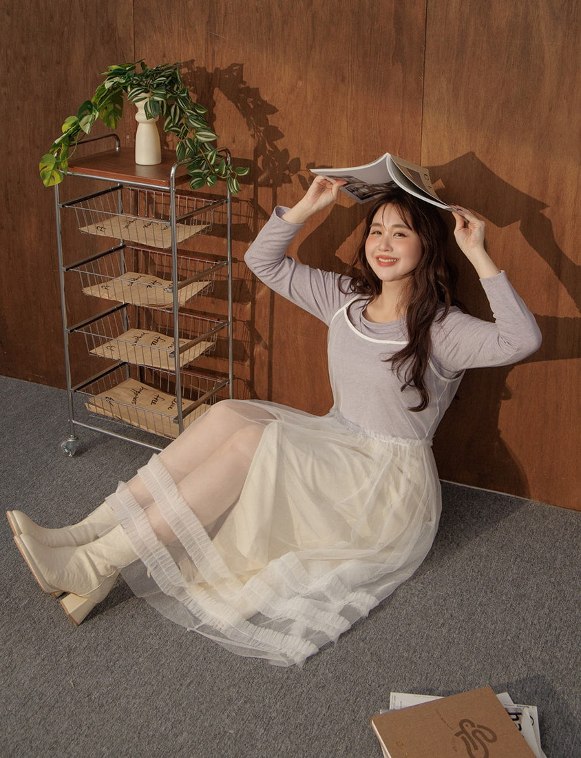 Soft Tencel Wool Plus Size Two-Piece Top (With Inner Top)