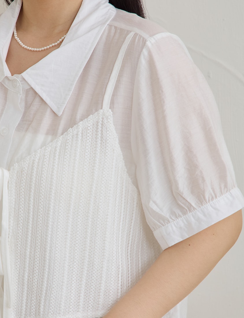 MISS. Faux Two Piece Sheer Plus Size Shirt