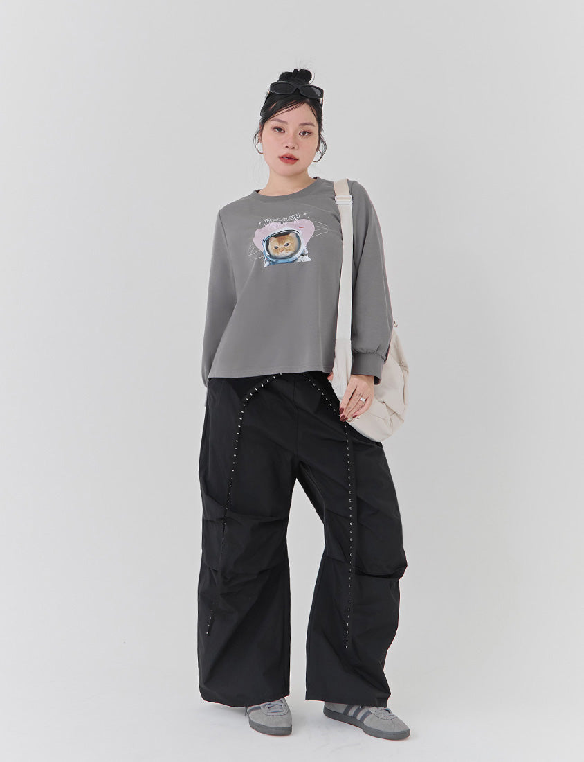 Spacesuit Cover Cat Graphic Plus Size Sweater (Unisex) (MIND.A.DAY Collaboration)