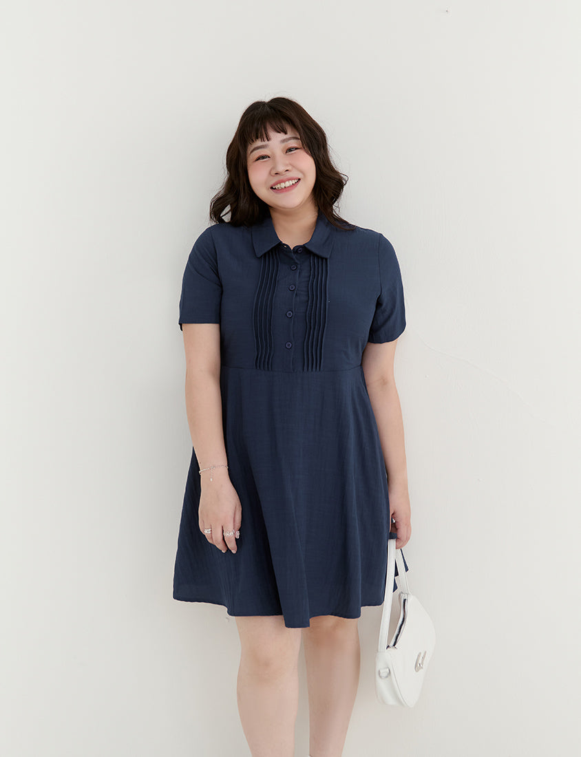 Casual Skin-Friendly Pleated Plus Size Mini Dress
