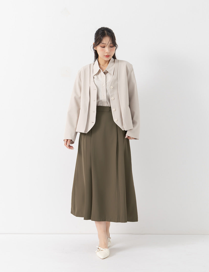 MISS. Chic Faux Two-Piece Collarless Suit Plus Size Jacket