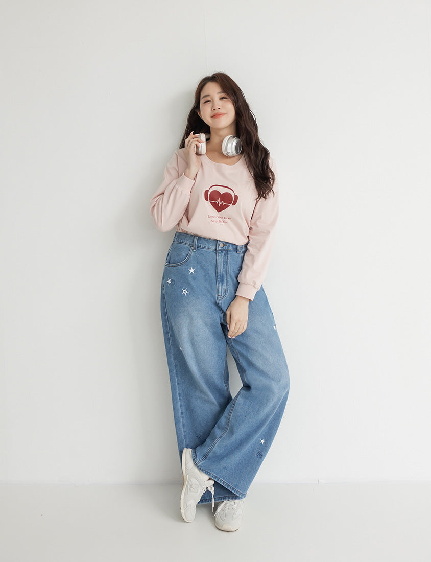 10th Anniversary Heartbeat Graphic Print Plus Size Sweatshirt