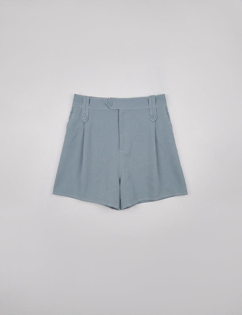 Contrast Stitch Lightweight Utility Chiffon Plus Size Shorts