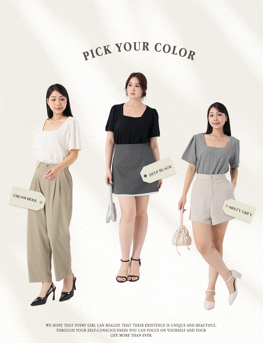 MISS. Slim Fit Square Neck Cable Knit Short Sleeve Plus Size Top